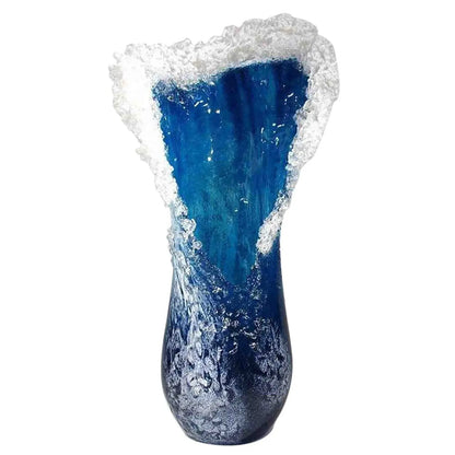 Sea Wave Blue Resin Vase comfydesigners