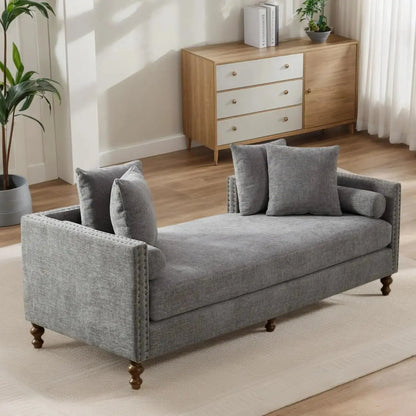 Oversized Tufted Chaise Lounge with Pillows comfydesigners