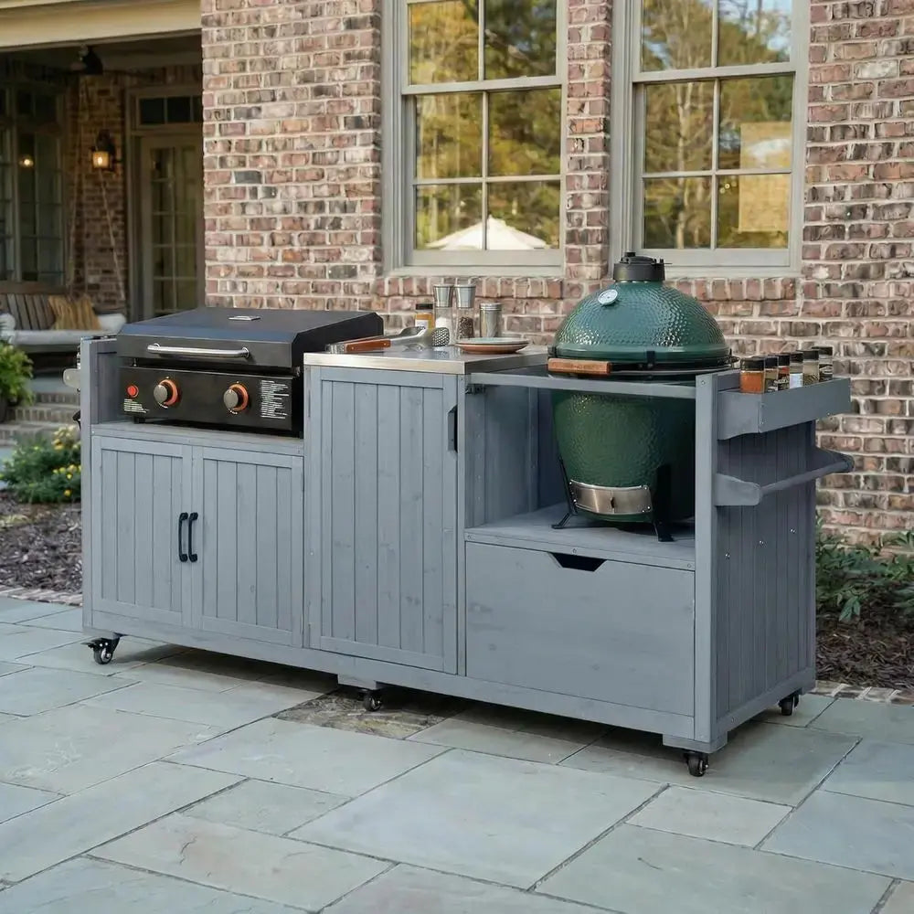 Outdoor Kitchen Island with Griddle/Grill Storage comfydesigners