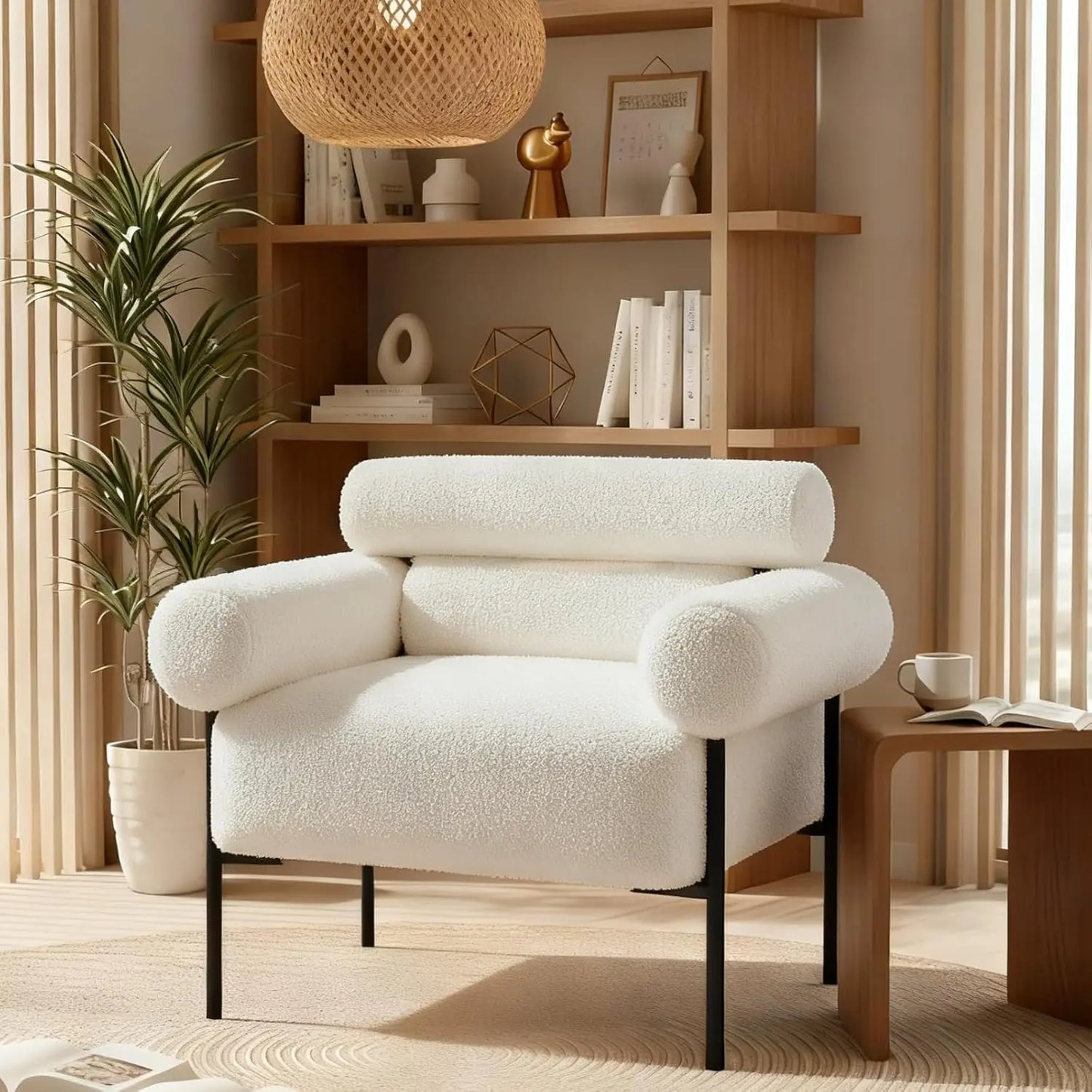 Mid-Century Barrel Accent Chair — Linen