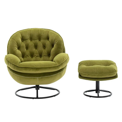 Velvet Swivel Accent Chair & Ottoman Set comfydesigners