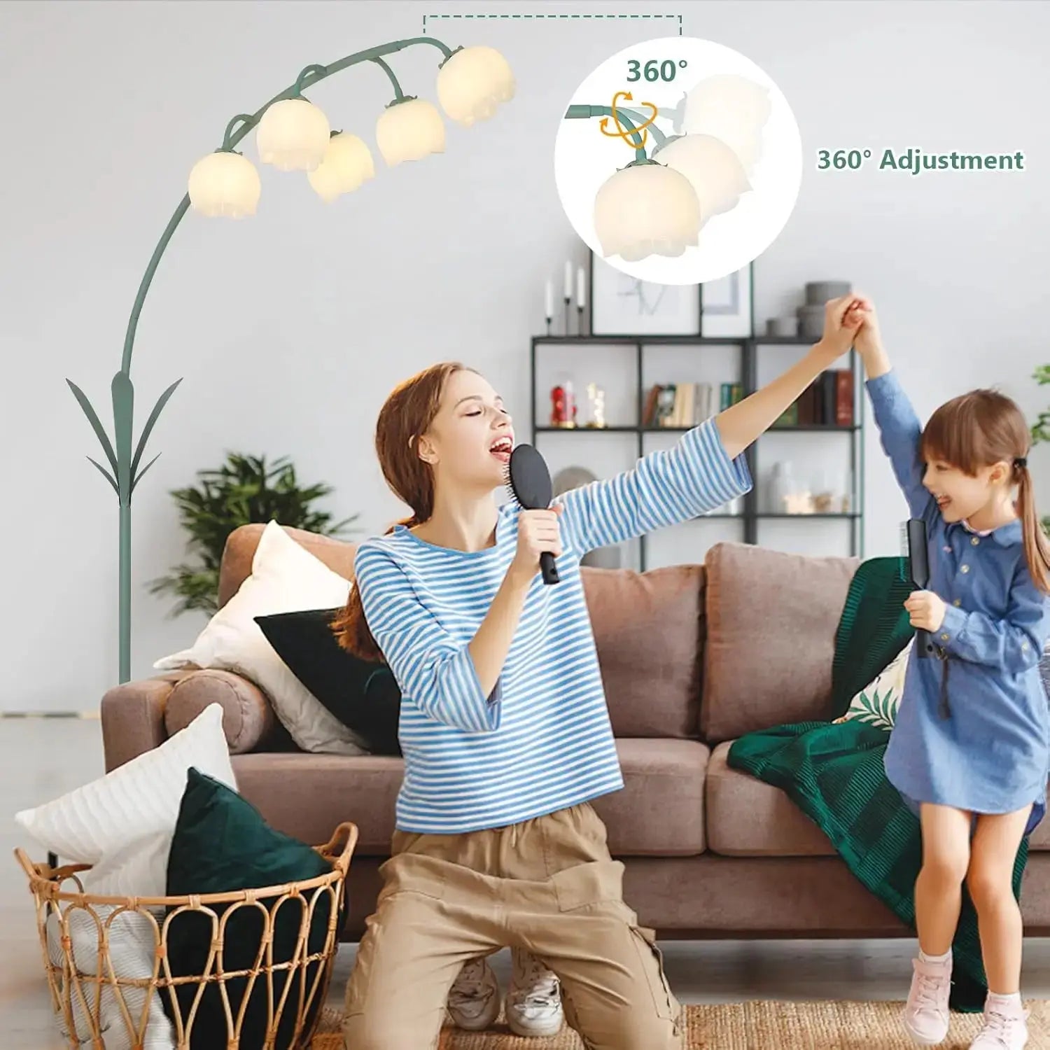 Arc LED Floor Lamp with Flower Design comfydesigners