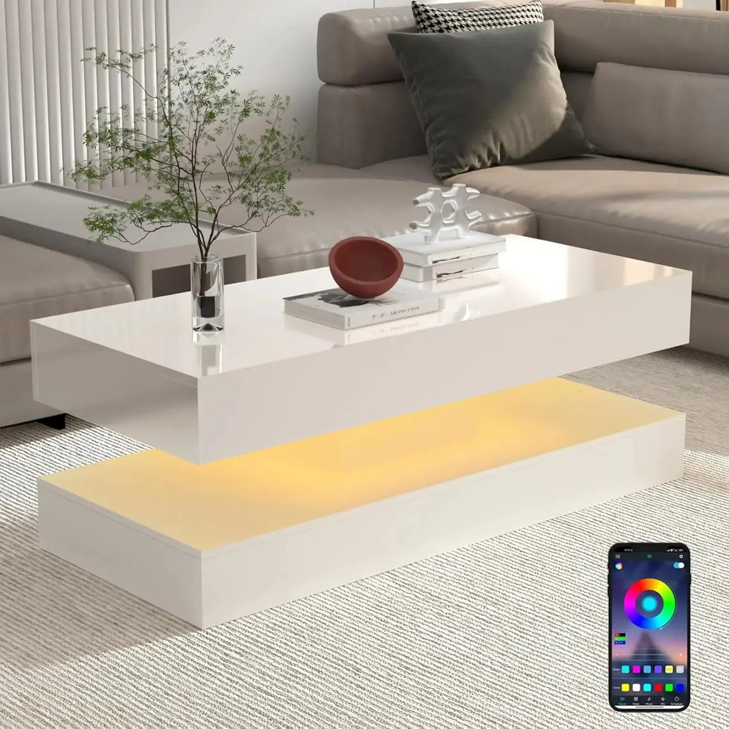 Stylish Coffee Table with LED lights comfydesigners
