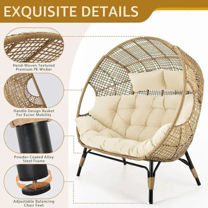 Oversized Double Egg Chair Lounger | 2-Person Wicker Outdoor Chair comfydesigners