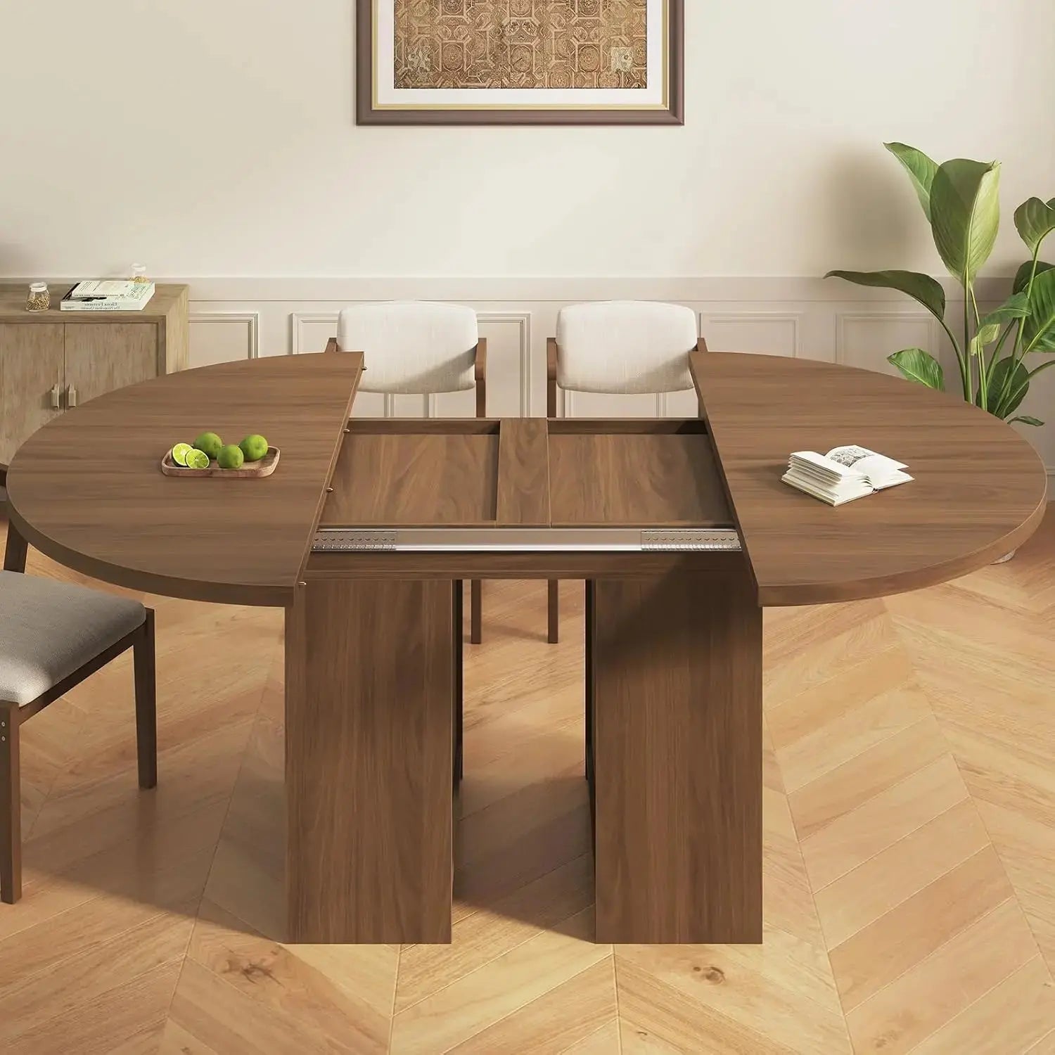 Extendable Round Dining Table with Storage comfydesigners