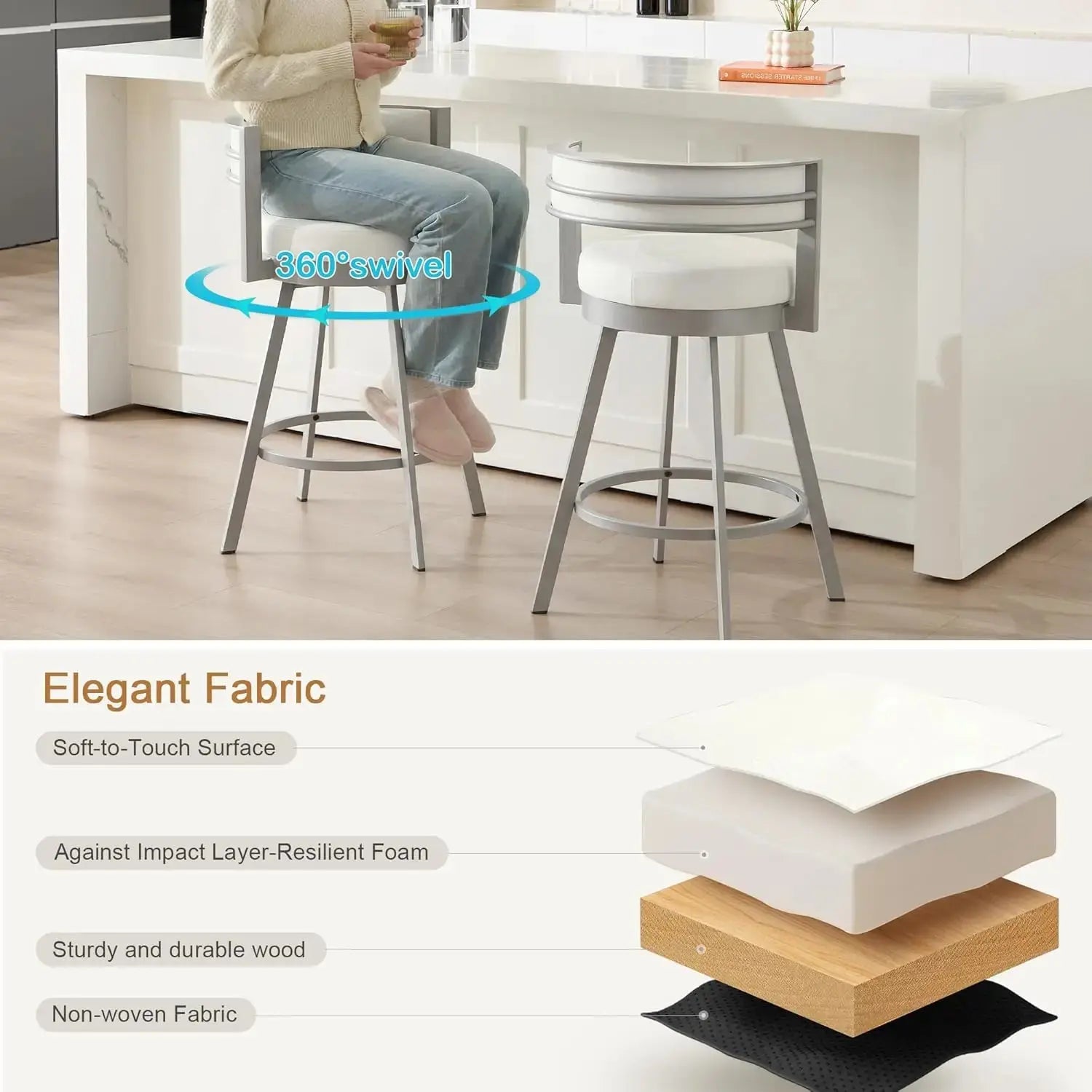 Counter Height Swivel Bar Stools, Set of 4 comfydesigners