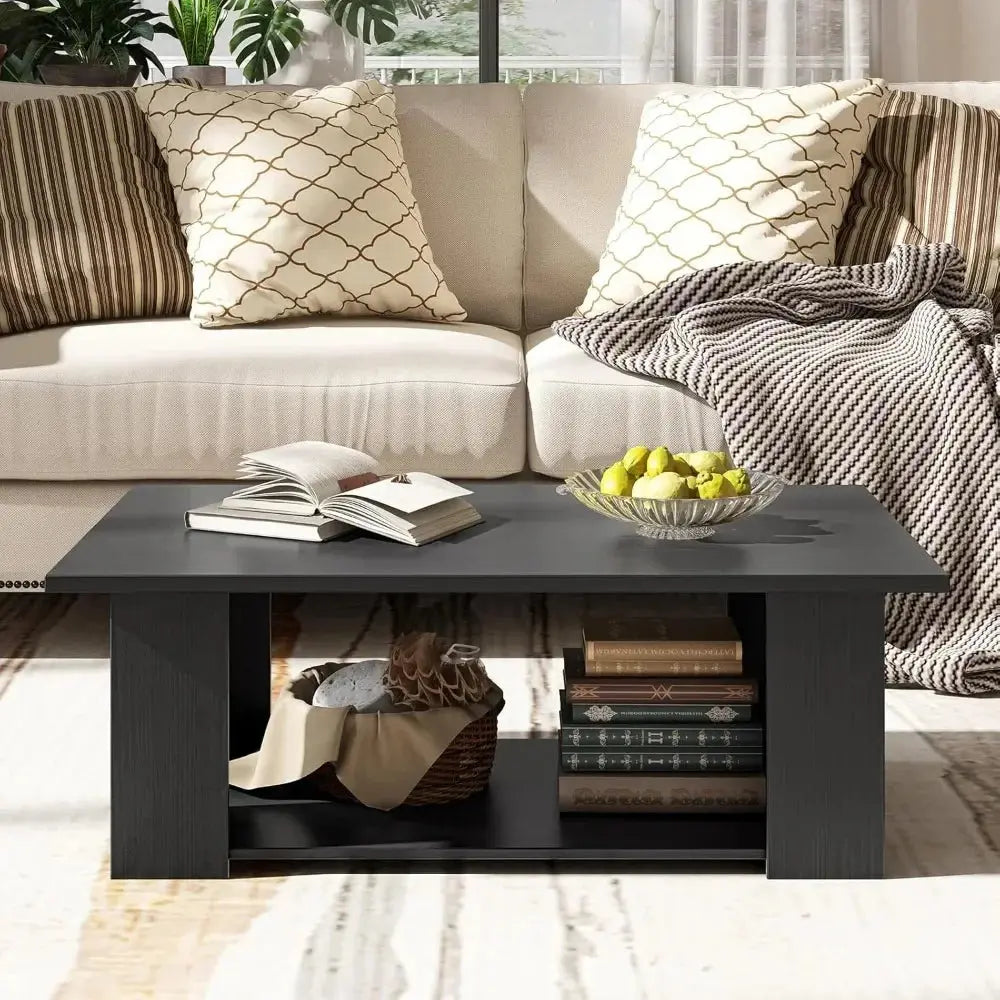 2-Tier Wooden Rectangular Coffee Table comfydesigners