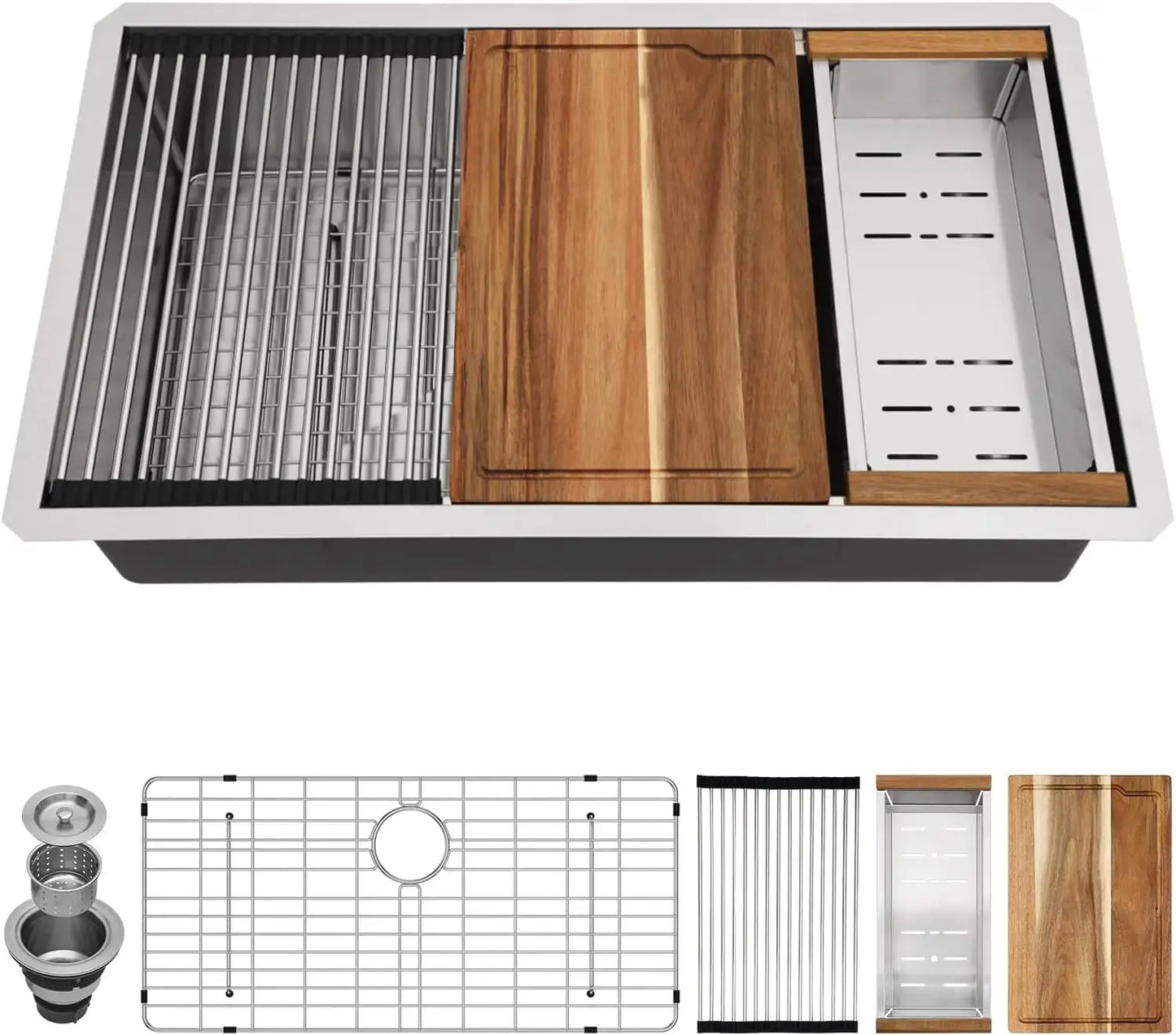 30" Undermount Kitchen Sink | Stainless Steel Workstation with Cutting Board comfydesigners