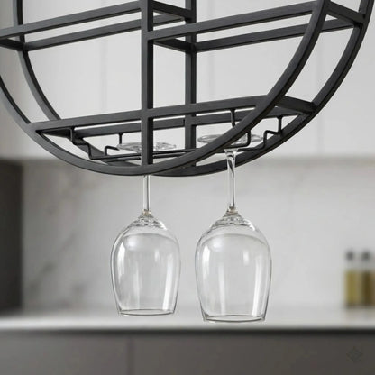 Black Iron Wine Shelf Wall Mounted comfydesigners
