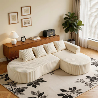 L-Shaped Modular Corduroy Cloud Sofa
