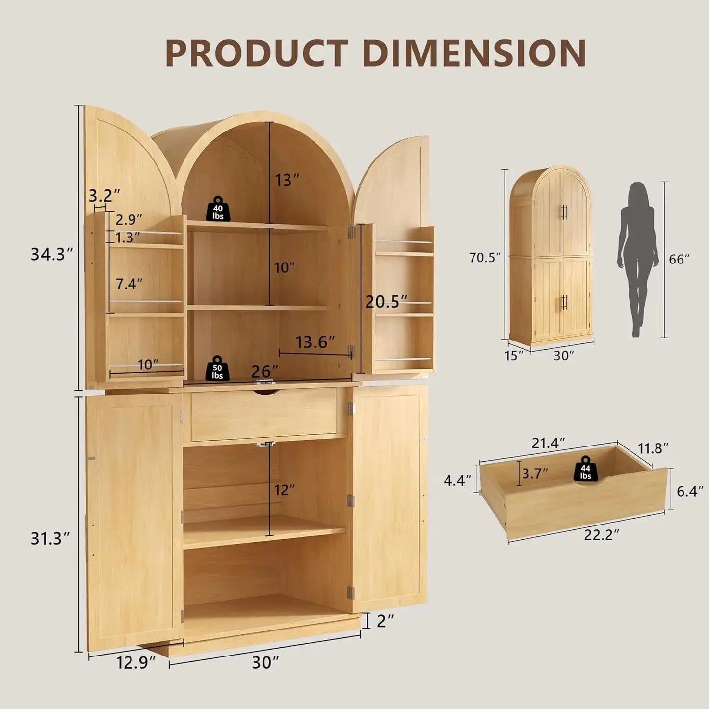 Farmhouse Storage Cabinet with Arched Doors comfydesigners