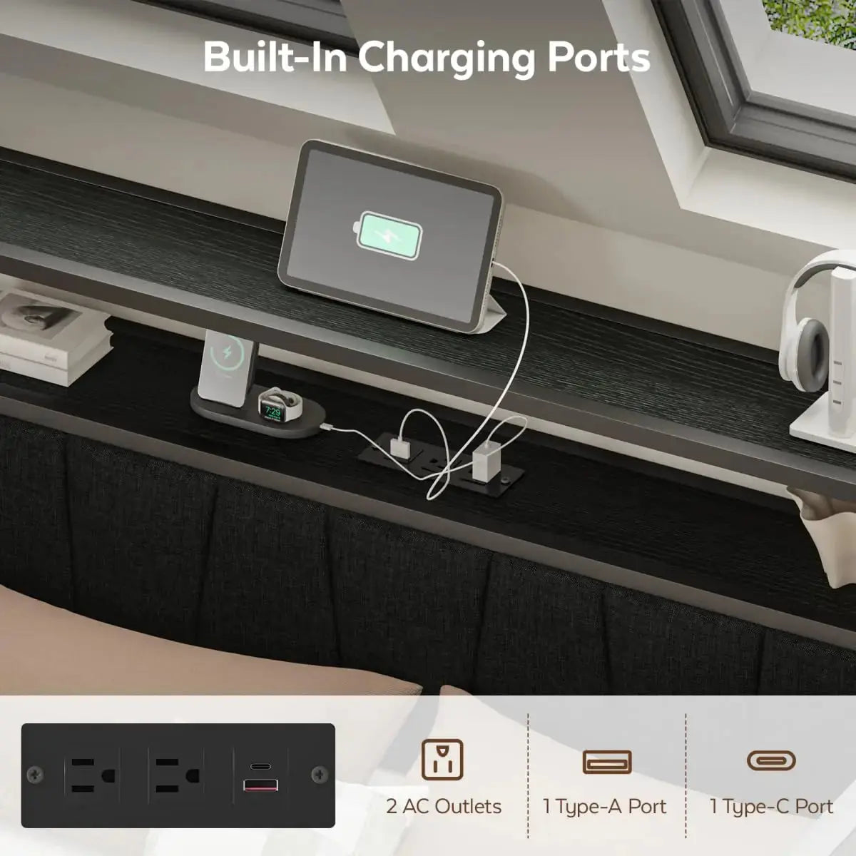 The Bed That Thought of Everything — Queen Corner Frame with Storage Drawers, LED & Charging Station comfydesigners