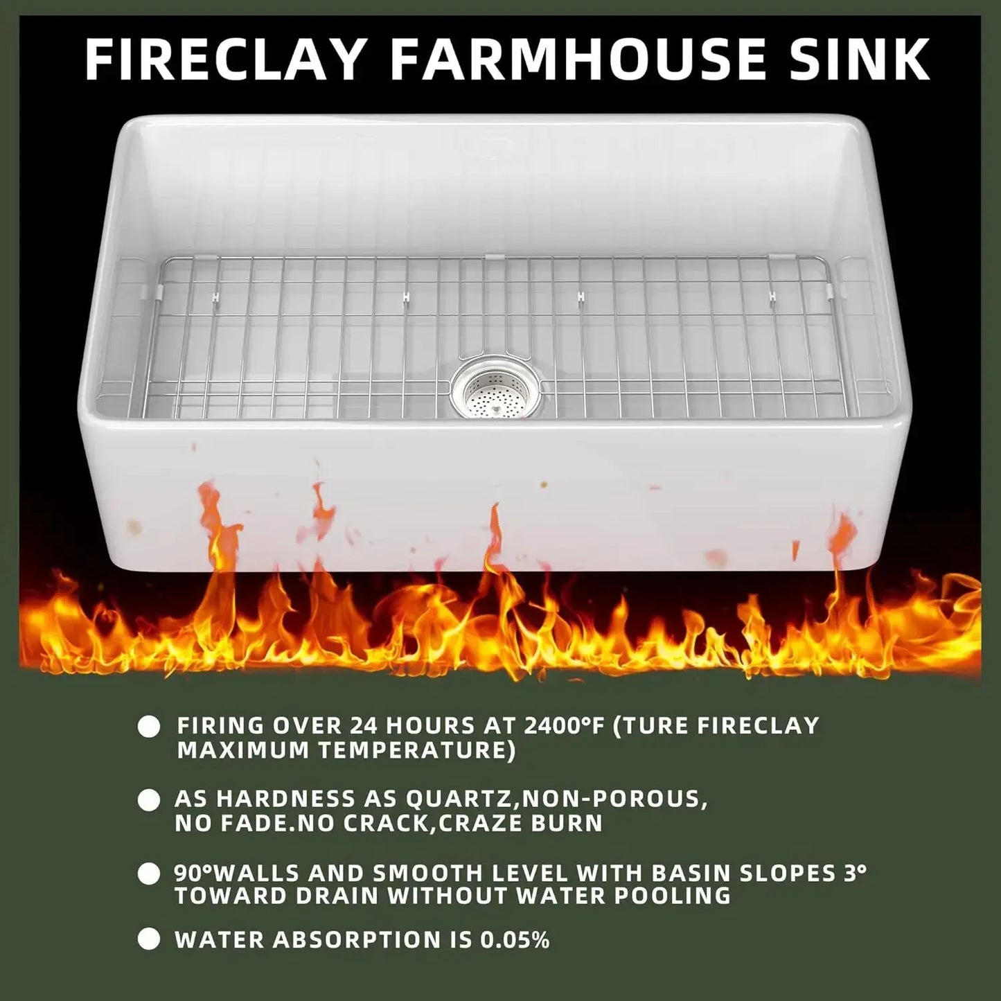 White Fireclay Farmhouse Sink | Apron Front, Single Bowl, Deep Basin Kitchen Sink comfydesigners