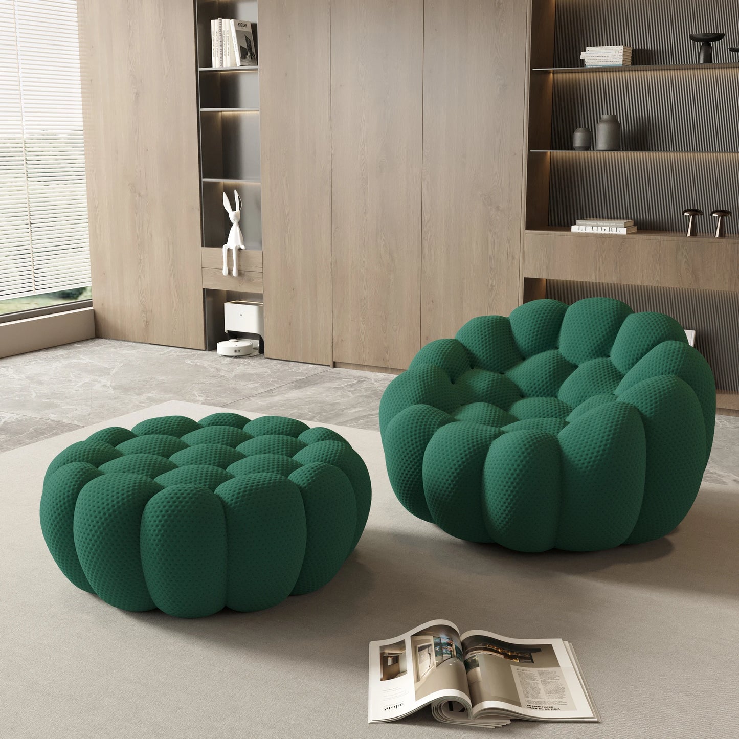 Curved Boneless Sofa with Ottoman