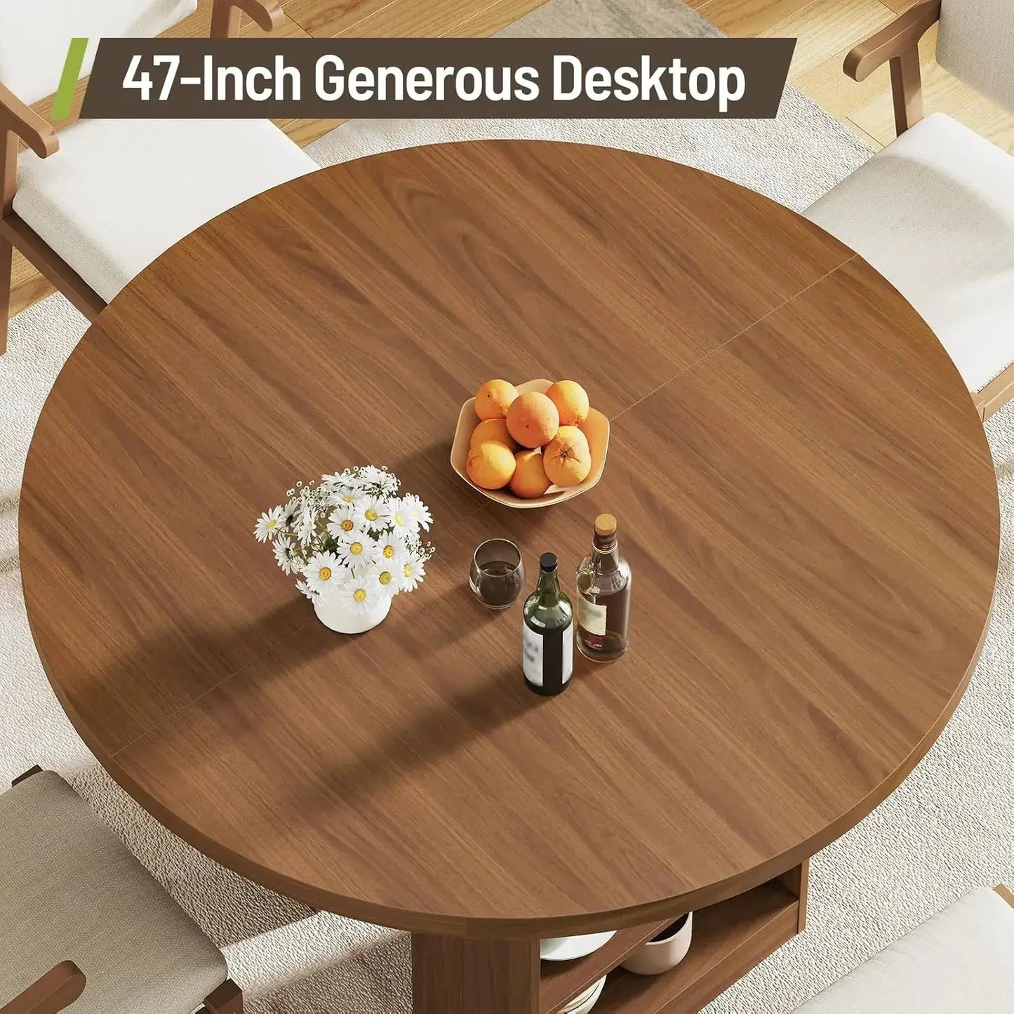 Extendable Round Dining Table with Storage comfydesigners