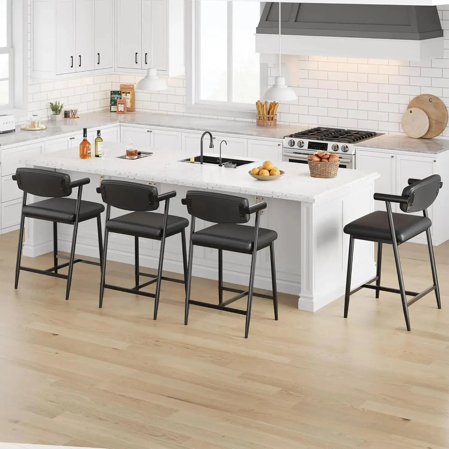 Upholstered Modern Bar Stools Set of 2 comfydesigners