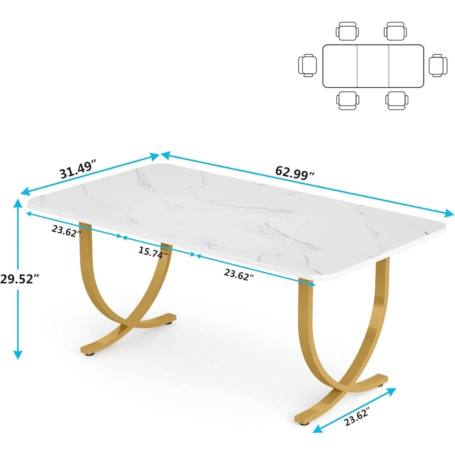 Faux Marble Rectangular Dining Table comfydesigners