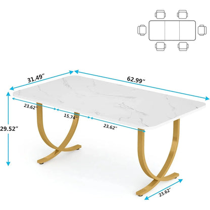 Faux Marble Rectangular Dining Table comfydesigners