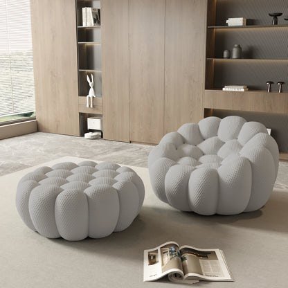 Curved Boneless Sofa with Ottoman