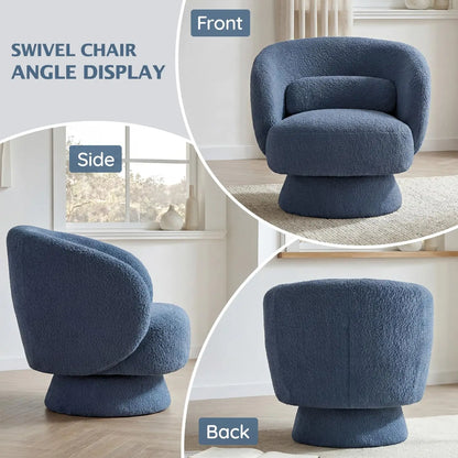 360° Swivel Boucle Barrel Chair — Lumbar