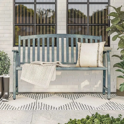 Sit. Stay. Enjoy. — 50" Rust-Resistant Farmhouse Outdoor Bench with Aluminum Seat & Iron Frame comfydesigners