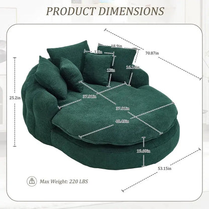 Oversized Round Memory Foam Chenille Chaise Lounge comfydesigners
