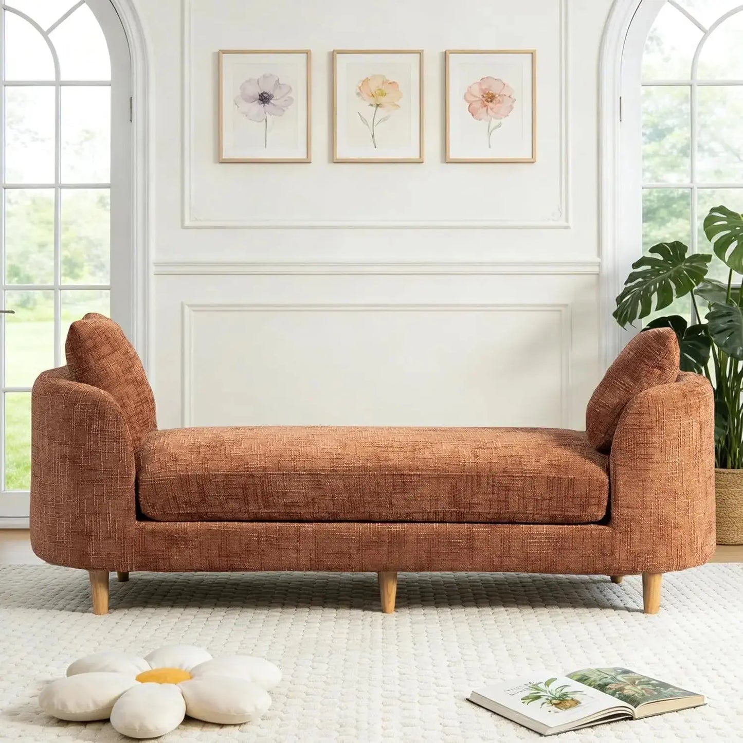Oversized Tufted Chaise Lounge with Pillows comfydesigners