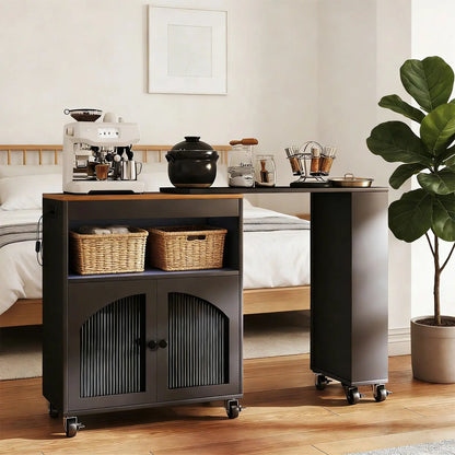 Rolling Kitchen Island with LED & Storage comfydesigners