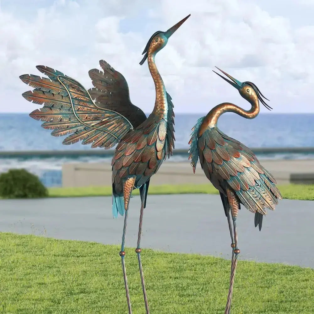 Standing Metal Heron Garden/Outdoor Decorations comfydesigners