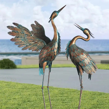 Standing Metal Heron Garden/Outdoor Decorations comfydesigners