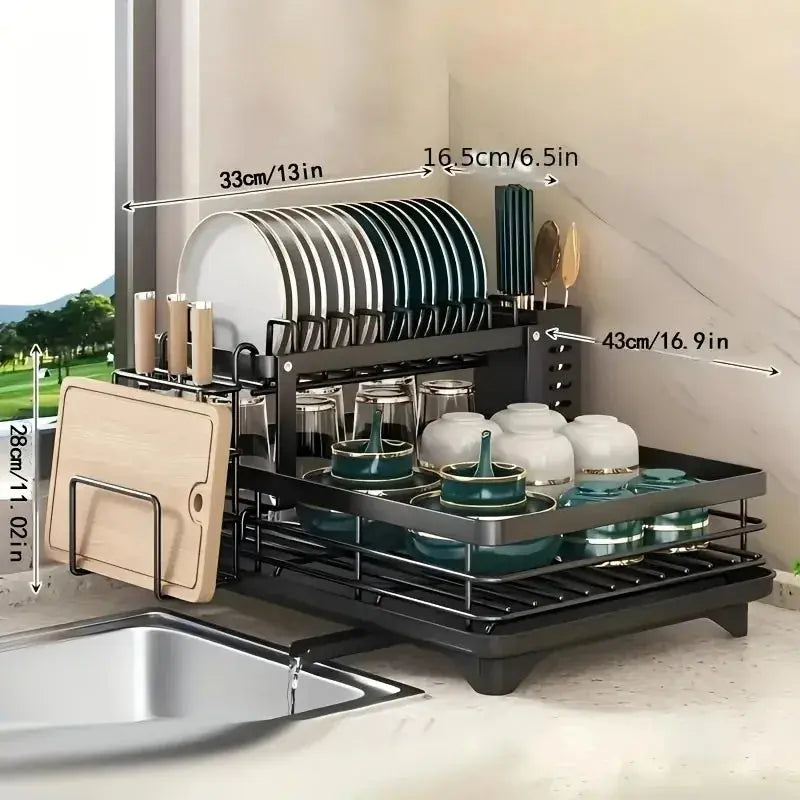 Double-Tier Utensil Rack & Draining Board comfydesigners