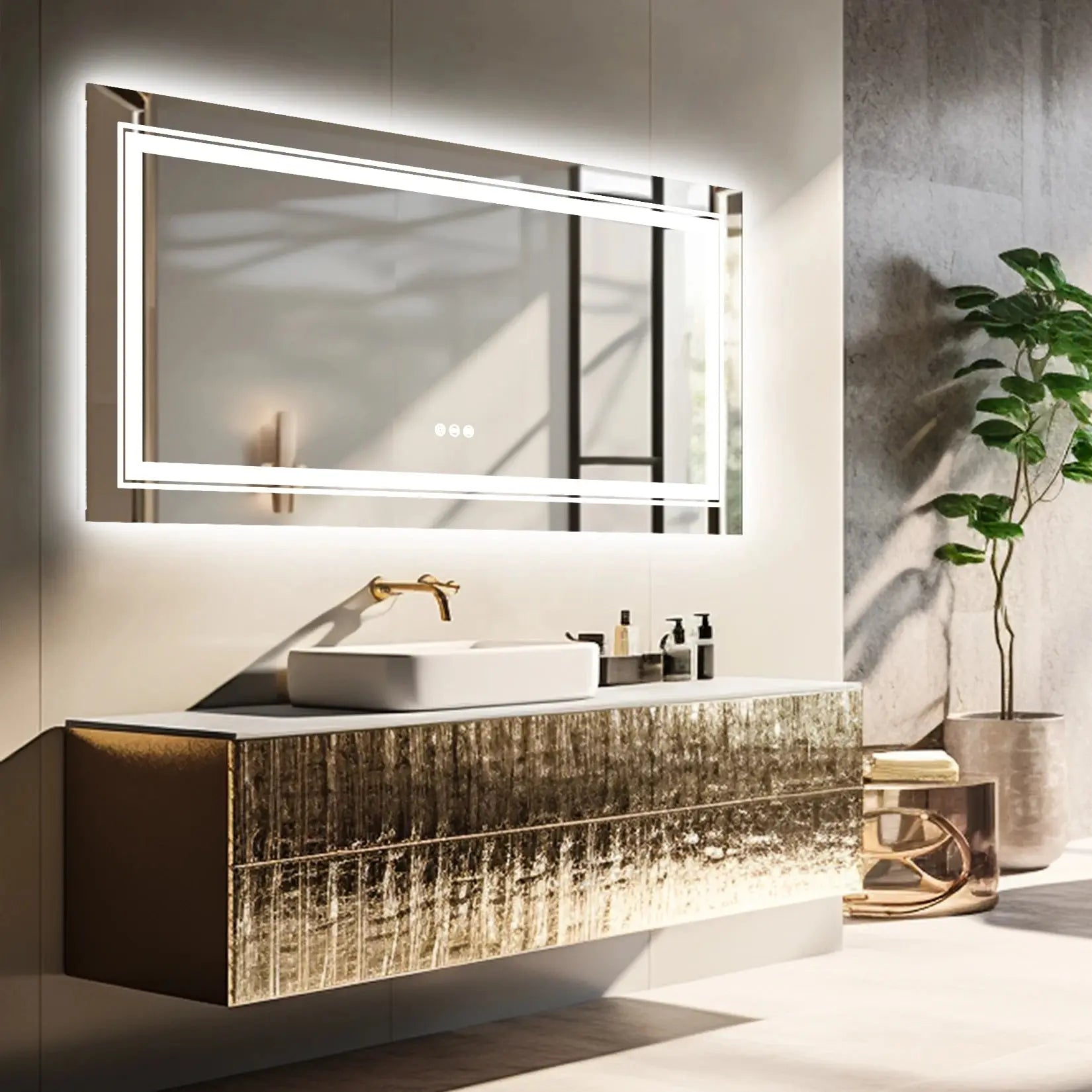 LED Backlit Bathroom Mirror | Dimmable, Anti-Fog, Touch Control comfydesigners