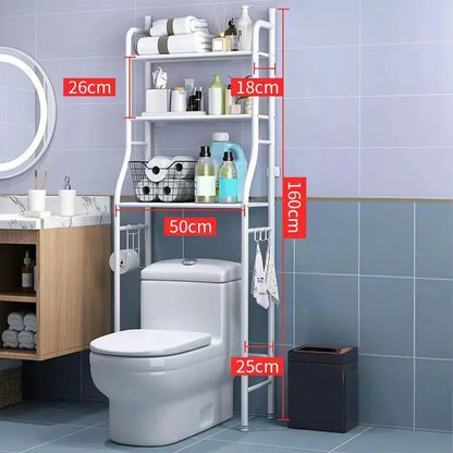 Turn Dead Space into Smart Storage — 3-Tier Over-the-Toilet Shelf with Towel Hooks & Paper Holder comfydesigners