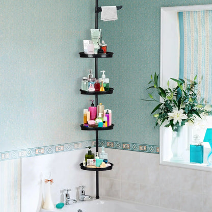 Your Shower. Finally Organized. — 4-Tier Tension Pole Corner Shower Caddy with Self-Draining Shelves comfydesigners