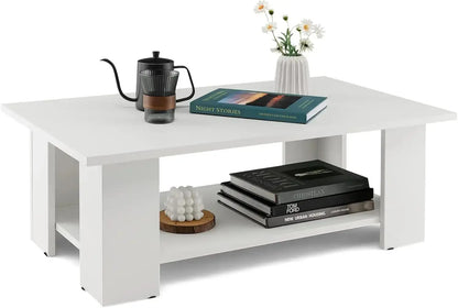 2-Tier Wooden Rectangular Coffee Table comfydesigners
