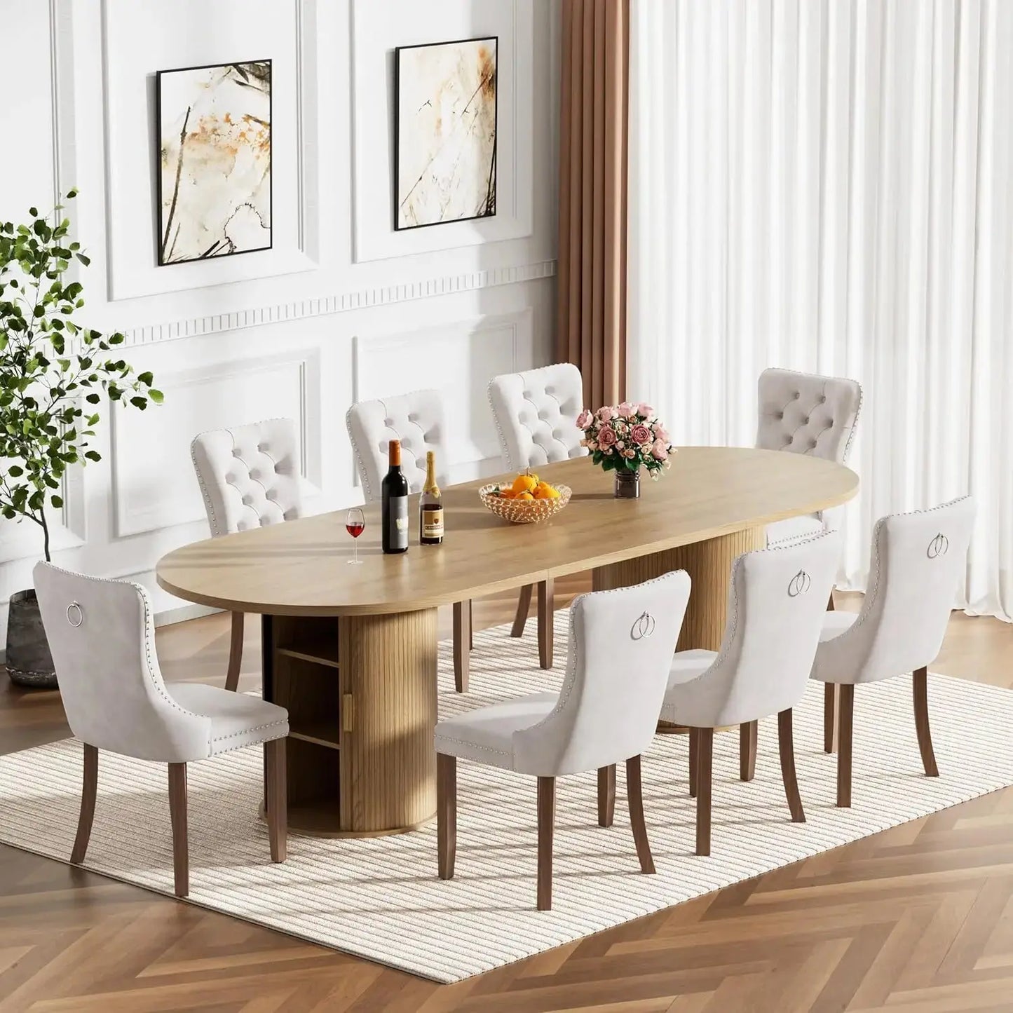 Wooden Extendable Dining Table Set of 8 comfydesigners