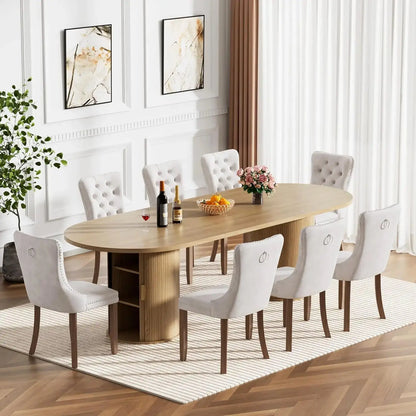 Wooden Extendable Dining Table Set of 8 comfydesigners