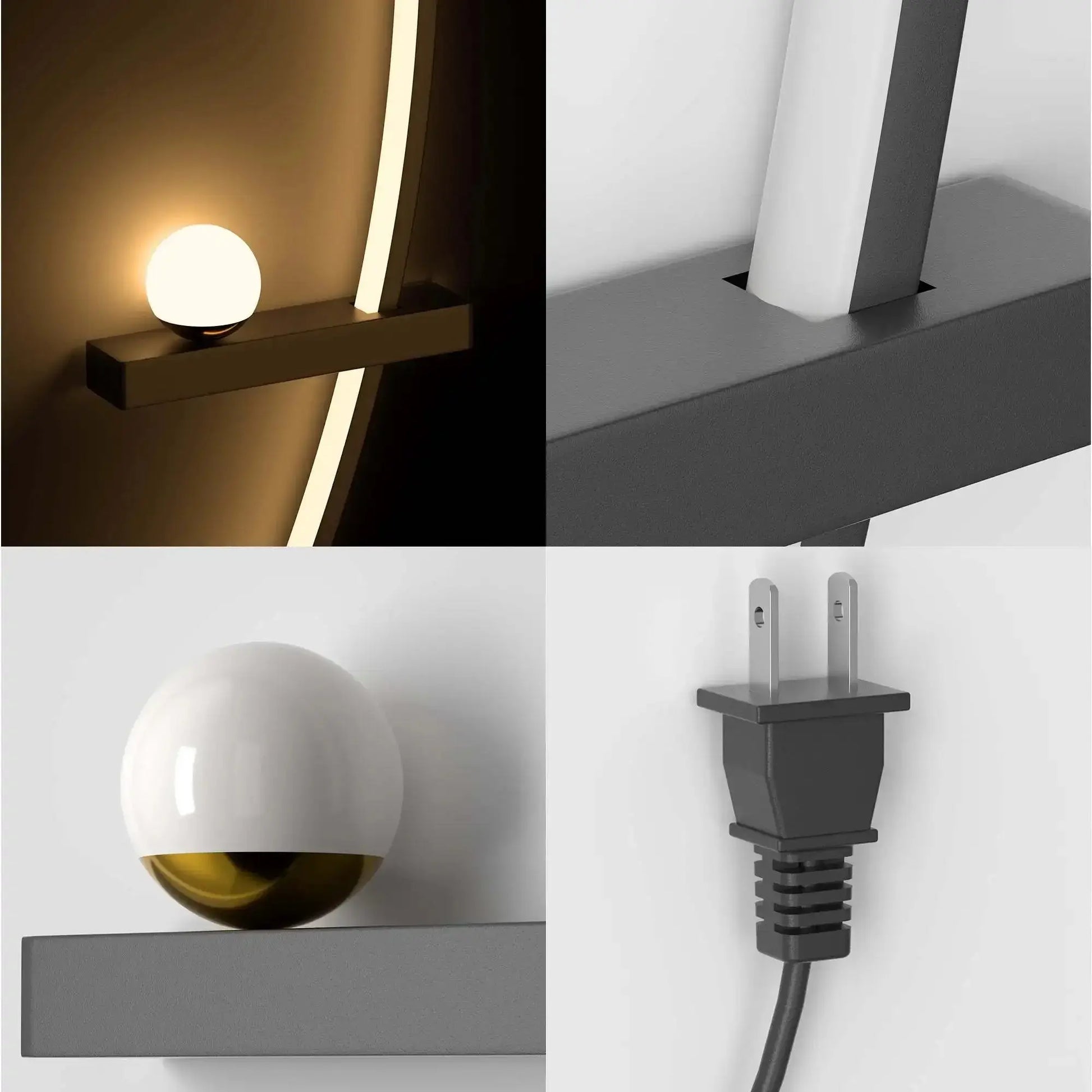 Arched Metal Adjustable LED Wall Sconce, 2pcs comfydesigners
