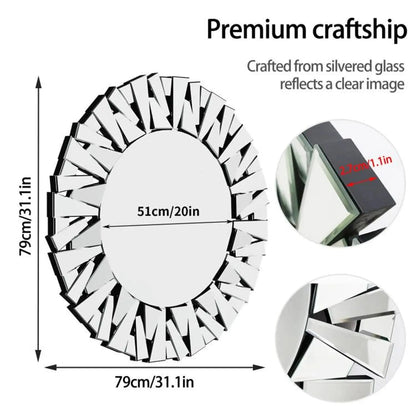 Silver Sunburst Decorative Round Wall Mirror comfydesigners