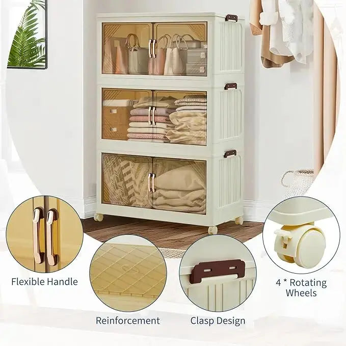 Stack It. Access It. Fold It Away. — Large Capacity Stackable Collapsible Storage Bins, 3 to 5 Tiers comfydesigners