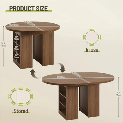Extendable Round Dining Table with Storage comfydesigners