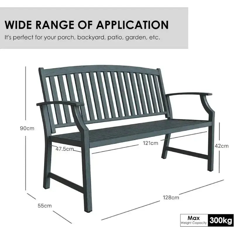Sit. Stay. Enjoy. — 50" Rust-Resistant Farmhouse Outdoor Bench with Aluminum Seat & Iron Frame comfydesigners