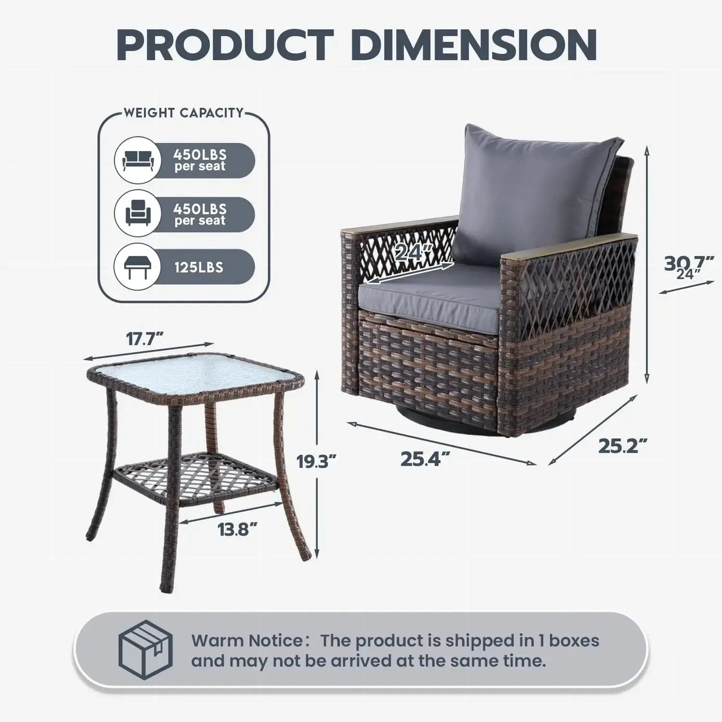 3-Piece All-Weather Wicker Patio Bistro Set | Swivel Glider Chairs comfydesigners