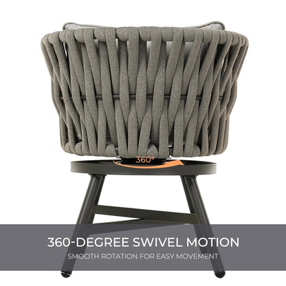 Where Boho Meets the Backyard — Set of 2 360° Swivel Rope Wicker Patio Chairs with Cushions comfydesigners