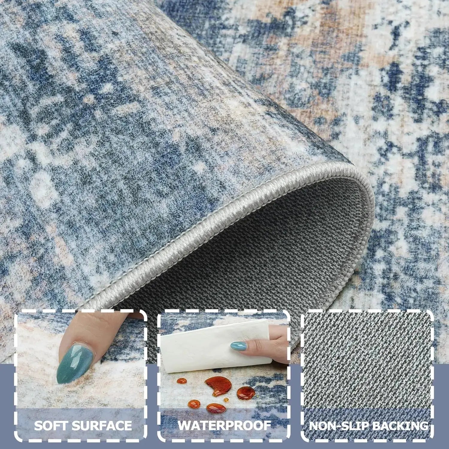 Large 9x12 Area Rug Machine Washable with Non-Slip Backing comfydesigners