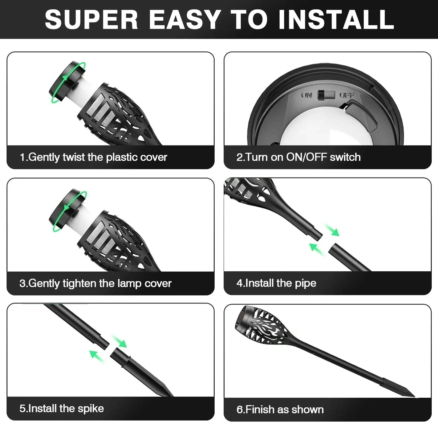 Light Up the Night, Naturally — Solar Flickering Flame Torch Pathway Lights, Sets of 4, 6, 8 & 12 comfydesigners