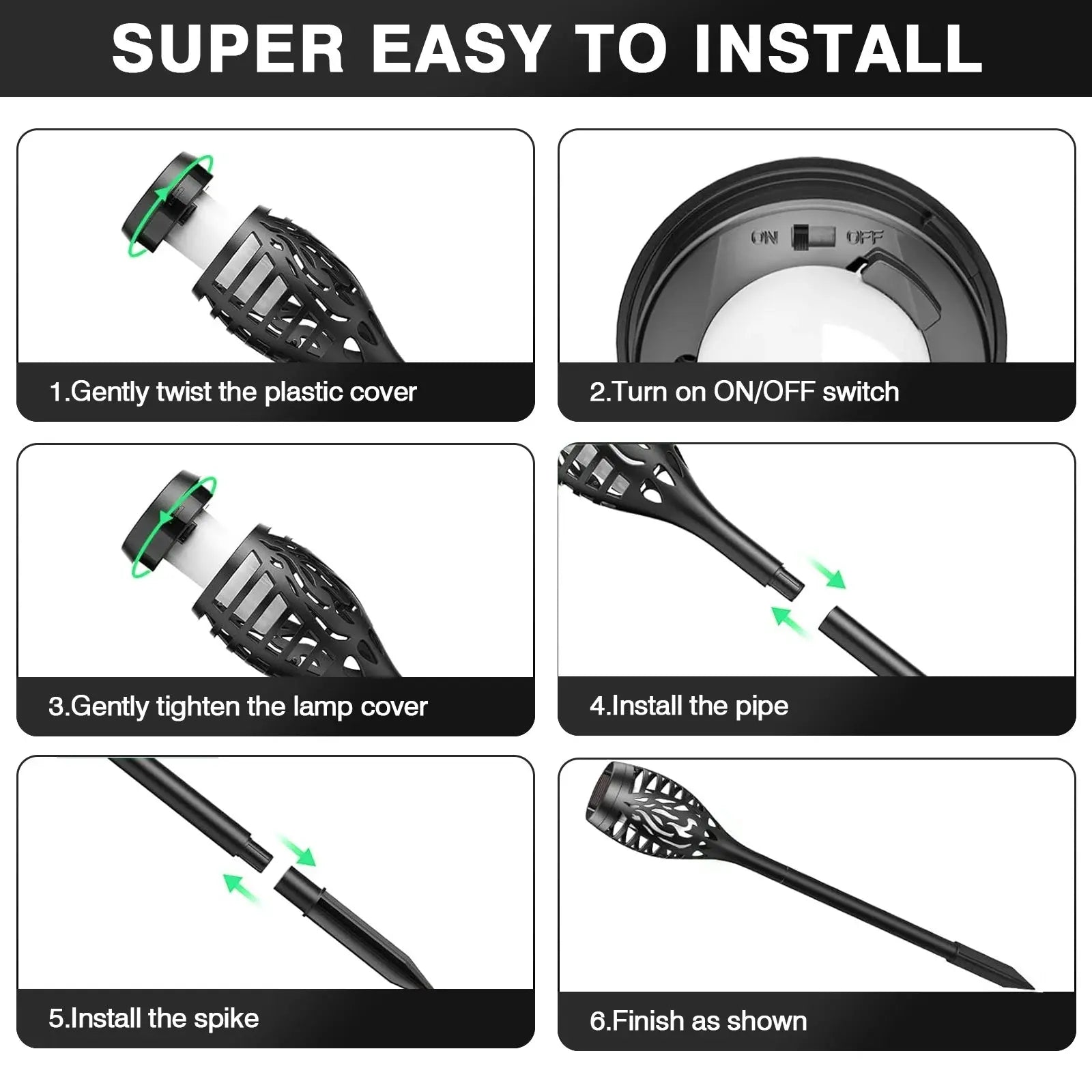 Light Up the Night, Naturally — Solar Flickering Flame Torch Pathway Lights, Sets of 4, 6, 8 & 12 comfydesigners