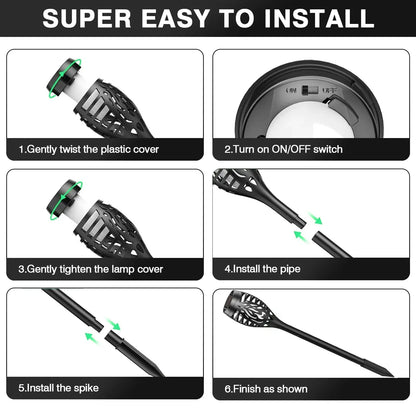 Light Up the Night, Naturally — Solar Flickering Flame Torch Pathway Lights, Sets of 4, 6, 8 & 12 comfydesigners