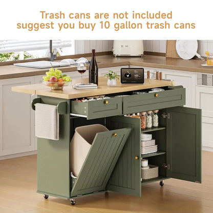 Rolling Versatile Kitchen Island with Power Outlet & Drop Leaf comfydesigners