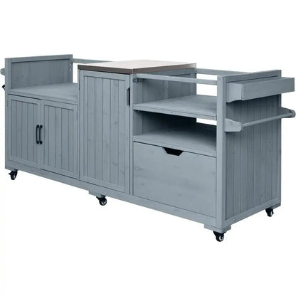 Outdoor Kitchen Island with Griddle/Grill Storage comfydesigners